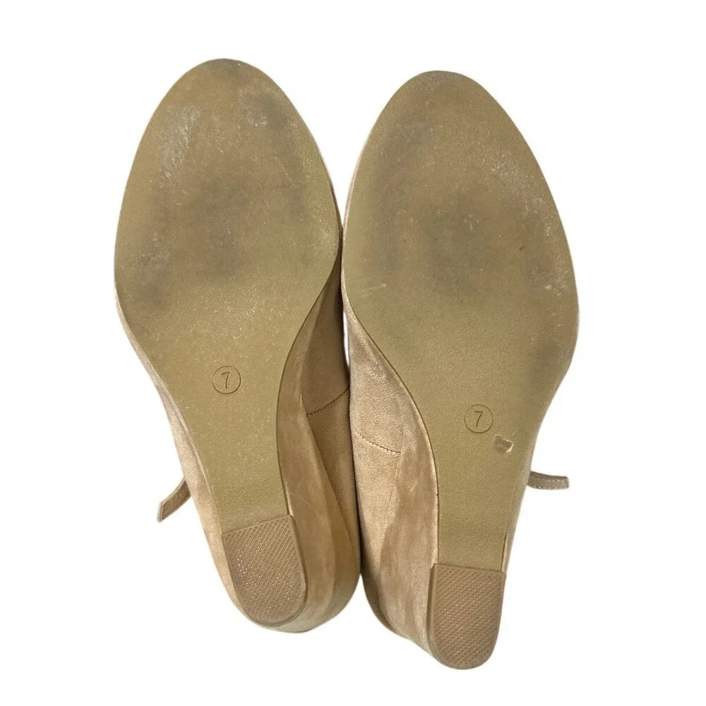 Coutgo Womens Size 7 Tan Faux Suede 3.5